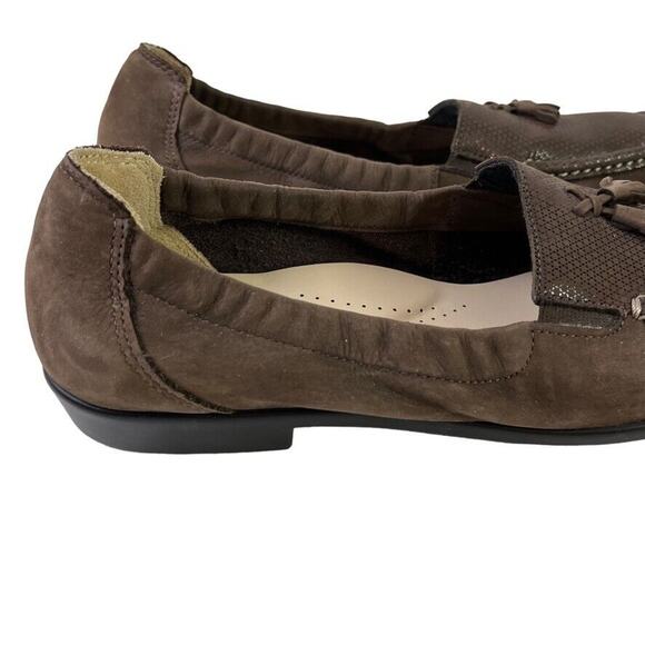 Sas Hope USA Made Brown Nubuck Leather Square Toe Flats Slip On Loafers 9.5 N - Picture 12 of 16